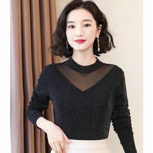 Women 2021 Autumn Winter Shirts Female Turtleneck Lace Long Sleeve Shirt Large Size Tops for Ladies New Casual Slim Blouse X255