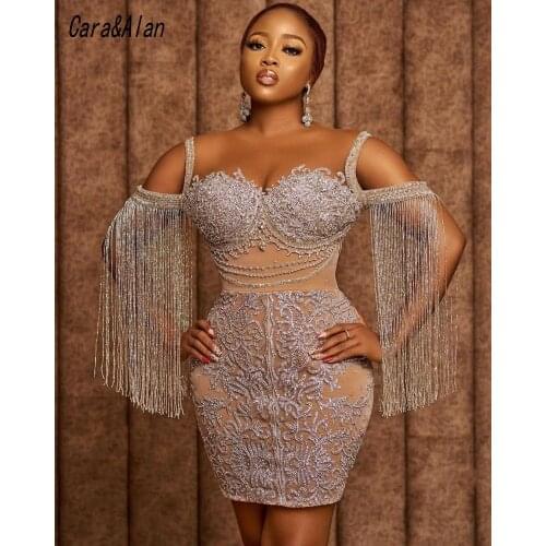 Sexy Short Prom Dresses For Women Party Night Appliqued Beading Tassel Robe De Soirée De Mariage Graduation Robes