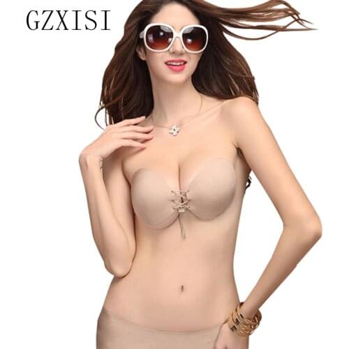 Womens Super Push Up Invisible Bra Sexy Bralette Soutien Gorge Backless Silicone Strapless Fly Bra For Women Wedding Sujetador