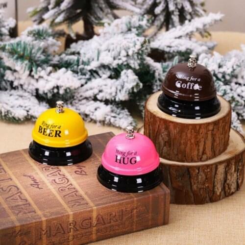 1Pcs Reminder Metal Bell Restaurant Service Hotel Coffee Shops Bell Ring Yellow/Pink/Coffee
