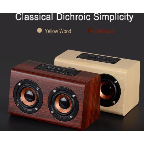 10W Big Speaker Box Wood Home Bluetooth Dual Speakers Subwoofer Wireless Bluetooth 4.2 Support TF/AUX/Bluetooth