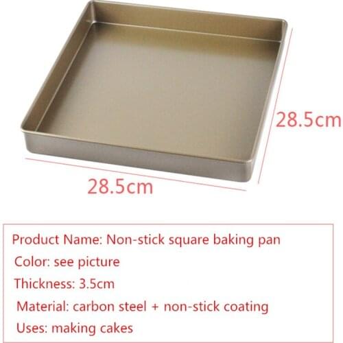 11 inch heavy steel type non-stick coating square gold plate cake roll baking tray deep plate easy to clean mold