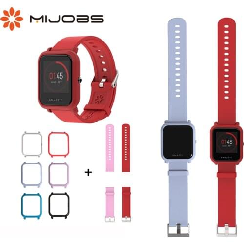 20mm Sports Wrist Strap Protective Case Cover for Xiaomi Huami Amazfit Bip BIT Accessories Watch Silicone bracelet for Amazfit