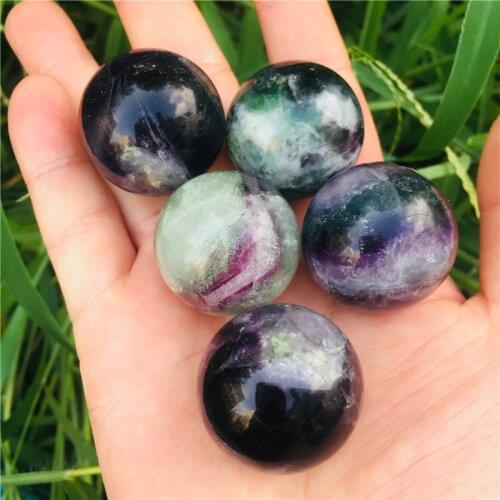 3-4cm natural colored fluorite clear polishing crystal ball
