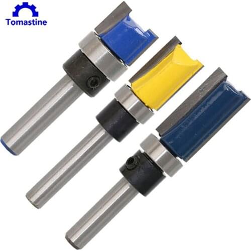 3pcs/set 8mm Shank Flush Trim Router Bit Pattern Bit Top Bottom Bearing 1/4" Blade Template Wood Milling Cutter for Carpenter