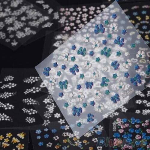 30 Sheets Decals Foil Charms Tips Mixed Floral Nail Art Stickers Decals Sliders Wraps DIY Manicure Design Accessories