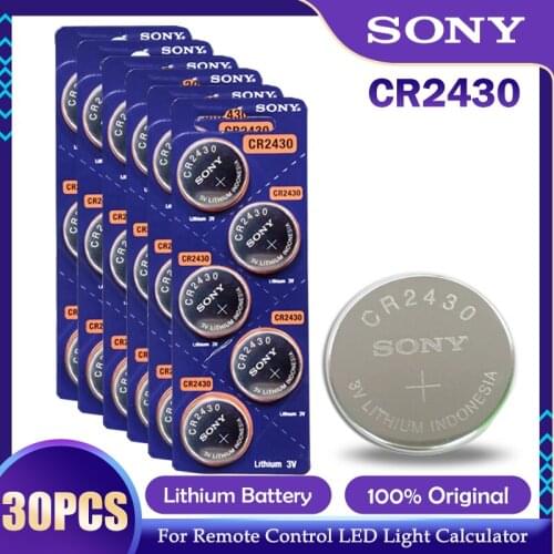 30PCS/Lot Sony CR2430 CR 2430 DL2430 BR2430 KL2430 Button Coin Batteries For Watch Headphone Hearing Aids Toy 3V Lithium Battery