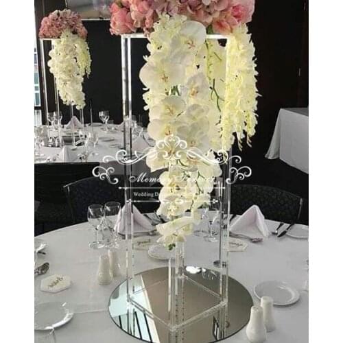 4PCS Acrylic Modern Rectangle Stand Geometric Vase/Acrylic frame/ Tall Stand/ Four Rod Stand/Clear Vase Centerpiece