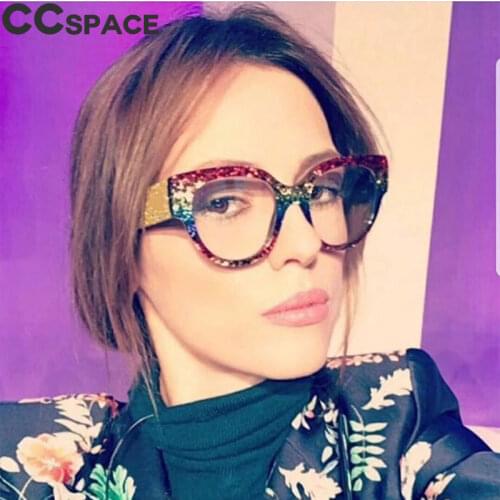 47781 Rainbow Bling Legs Cat Eye Glasses Frames Women Trending Square Fashion Brand Glasses Decorative Gift