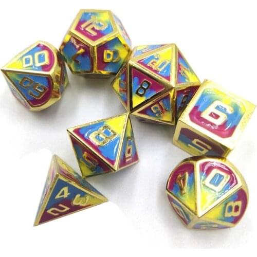 7pcs/set Metal Dice Set Digital Polyhedral Dice Board Game Party Entertainment Props