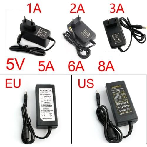 5V Power Supply 5V3A Adapter 5V 1A 2A 3A 5A Universal Power Adapters 5.5MM*2.5MM EU US 5 V Volt Charger Adaptor for Led strip