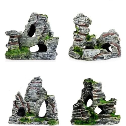 Fish Tank Rockery Aquarium Decorations Resin Mountain Rock Landscape View Fish Tank Ornament For Home Fish Cave Aquarium Decor