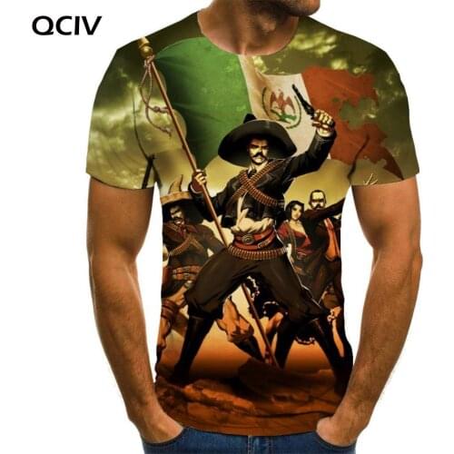 QCIV Brand War T-shirt Men Mexico T-shirts 3d Eagle Tshirt Printed Cloud Anime Clothes Short Sleeve summer Printed Slim O-Neck