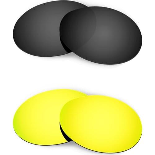 HKUCO For Romeo 1.0 Sunglasses Replacement Polarized Lenses 2 Pairs - Black & Gold