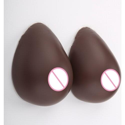 DD Cup Artificial Breasts Black Solid Silicone Breast Forms Fake Boobs Realistic Crossdresser Shemale Transsexual 1200g/pair