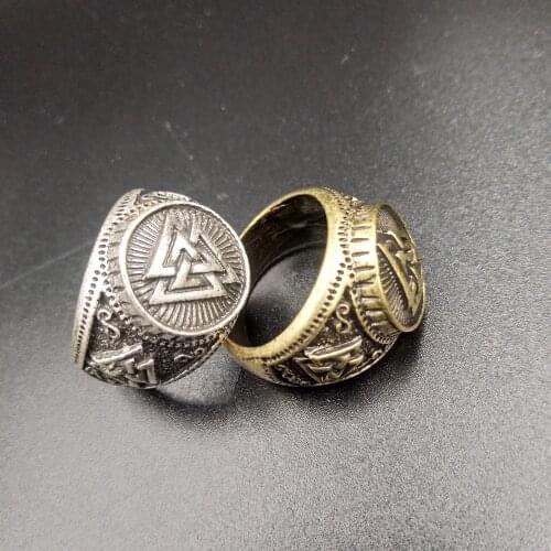 Valknut Signet Ring Scandinavn Odin Symbol Norse Viking Slavic Jewelry Mens Silver Plated Ring Fashion Jewelry Finger Ring Gift