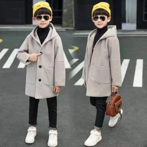 Fashion Autumn Winter 2019 Boys Clothing Solid Color Wool Jacket Boys Outerwear Coats Thick Windproof Warm Baby Boys Outwear