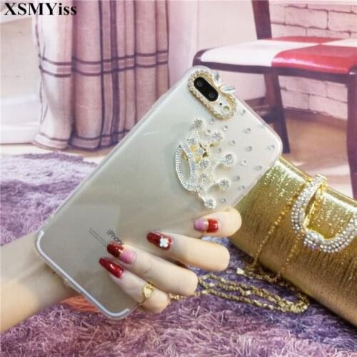 XSMYiss Fashion Bling Rhinestone Diamond Crown Transparent Soft TPU Case Cover For iPhone X XS MAX XR 5S 6S 7 8 PLUS