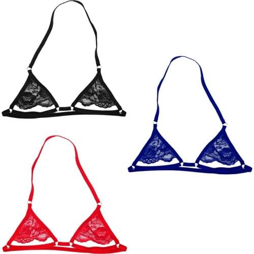 Mens Bra Sissy Lingerie Bralette Smooth Lace Wire-Free Bra Top Underwear