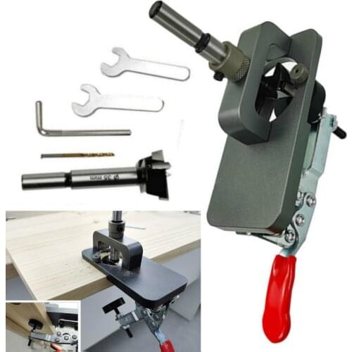 Woodworking Hinge Hole Drill Guide Locator Wood Drilling Dowel Jig Alloy Cup Style Hinge Jig 35mm Door Cabinet Hole Opener Tools