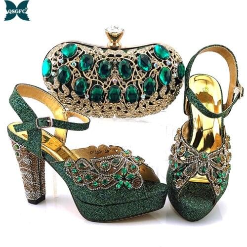 2020 New Italy Design Women High Heels buckle strap For Party With nice Bag African Women Wedding Shoes and Bag Set Good Quality