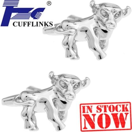 New Arrival Siver Cow Bull Cufflink Cuff Link 2 Pairs Free Shipping TZG Brand