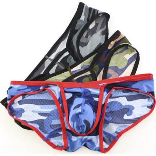 Wholesale Mens Underwear Sexy Mini Bikini Briefs 3pcs/pack Camouflage Males Lingerie Panties Summer Homme Cueca Printing Bottoms