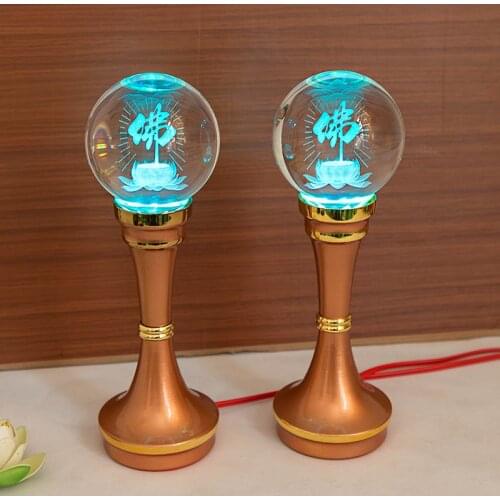Wholesale Buddhist supplies HOME family Protection 2PCS HOME Temple shrine enshrine worship Buddhist crystal lotus color lamp