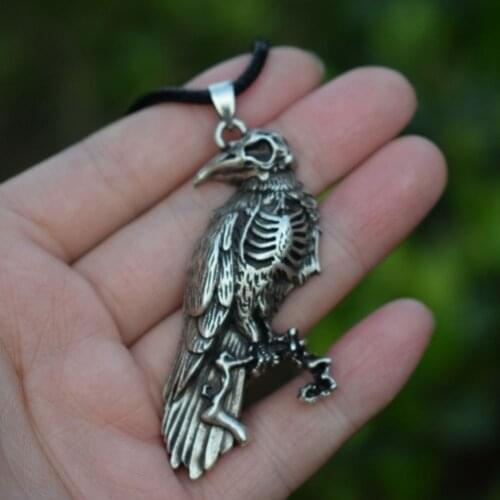 1PCS Norse viking celtics crow skull raven necklace