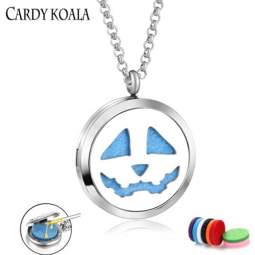 Titanium steel pendant simple funny head picture hollow pattern perfume necklace aromatherapy essential oil pendant couple jewel