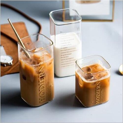 Manufacturer direct selling square milk glass glass juice drink glass glass office cup coffee cup