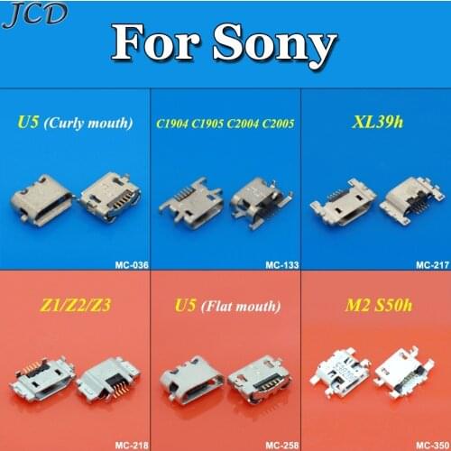 JCD 5pcs Micro USB Jack Connector Socket For Sony Xperia Z Z1 L39H Z2 L50W Z3 L55T XL39H U5 M2 S50h Charging Port Charge Socket