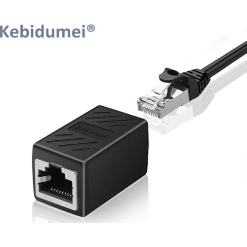 Rj45 Connector Coupler Ethernet Cable LAN Inline Cat7/Cat6/Cat5e Ethernet Cable Extender Adapter Female Coupler Black