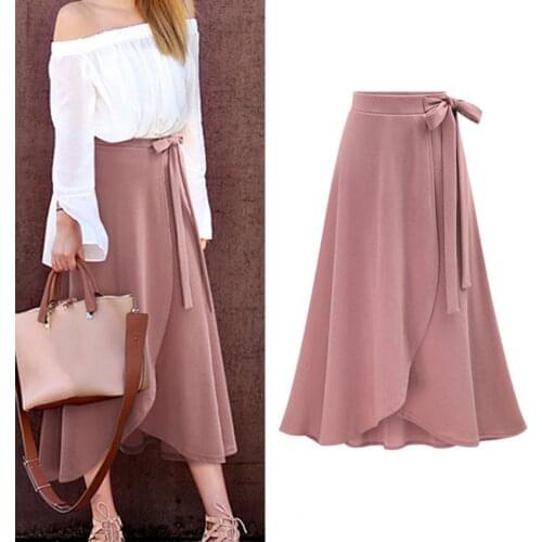 Plus Size Women Skirt Elegant Office Lady Skirt Bandage Solid Color High Waist Slit Large Hem Long Skirt Summer платье