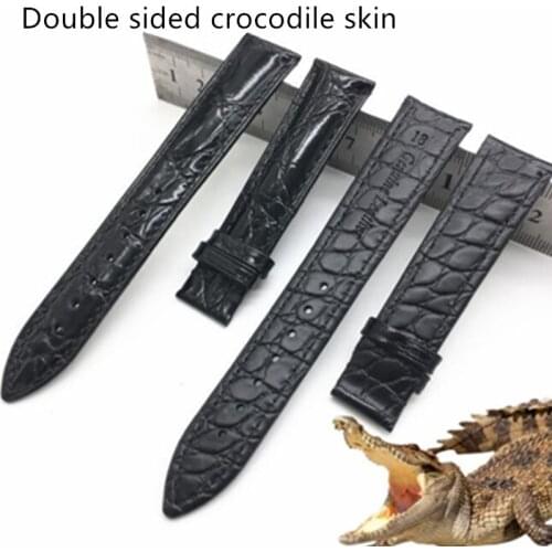 Two-sided Crocodile Leather Watchband 14 16 18 19 20 21 22mm Genuine Leather Alligator Watch Strap Band With Butterfly Buckle