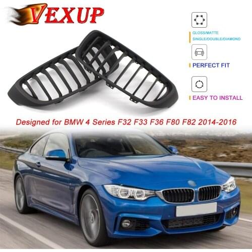 Front Grill Grilles Kidney Grill Replacement for BMW 4 Series F32 F33 F36 F80 F82 2014-2016 Single Slat M4 Matte Black