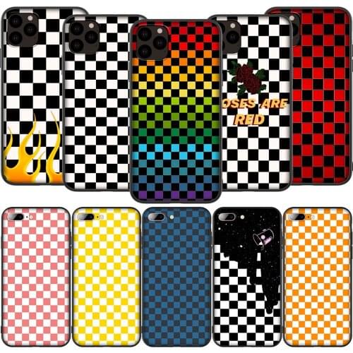 T34 Checkerboard Checkered Case for iPhone 13 12 Mini 11 Pro XS Max XR X 8 7 6 6S Plus 5 5S SE 2020