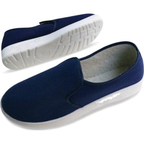 Blue Men Women Canvas Cotton Antistatic Shoes Cold-proof Antiskid Warmth Wearproof Electronic Workshop Food Shop Clean Room