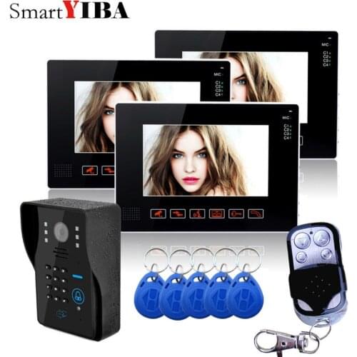 SmartYIBA 9" Video Intercom TFT LCD Wired Video Door Phone Visual Home Video Intercom Outdoor Door bell doorbell 3 monitor