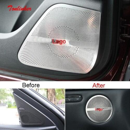 Tonlinker Interior Car Door Speaker Cover stickers for INFINITI QX50 2018-20 Car Styling 2/4 PCS Stainless steel Cover stickers