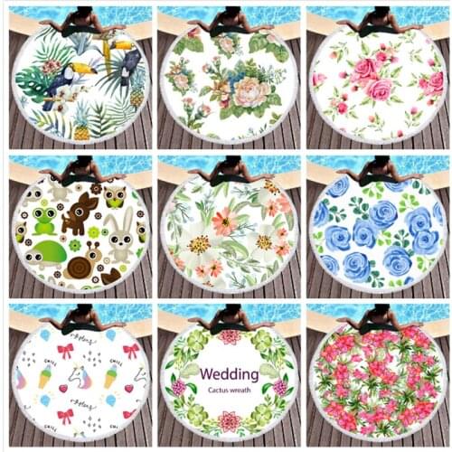 Tropical flowers / insects Large Size Beach Towels Mat Sand-free Beach Blanket Sand Proof Oversized Beach Swimming Pool Mat