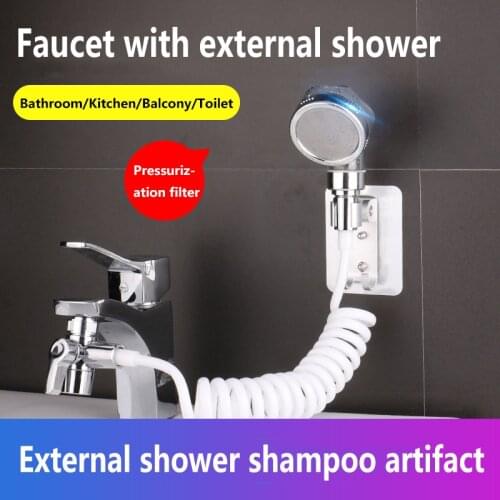 Bathroom Wash Face Basin Water Tap External Shower Toilet Hold Filter Flexible Small Nozzle Suit Wash Hair House Sink Connector