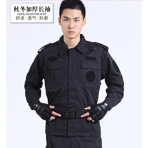 Spring Equipo militar Security Black Military uniform Combat gear Man suit