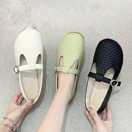 LLOGAI LazySeal 2021 Spring Flats Women Shoes Loafers Flat Heel Buckle Moccasin Ballet Flats Shoes for Women Big Size 43