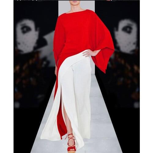 See Orange 2017 New Summer Autumn Ensemble Femme Suit Women Hot Red Short Blouse& White Pants 2 Piece Set Women