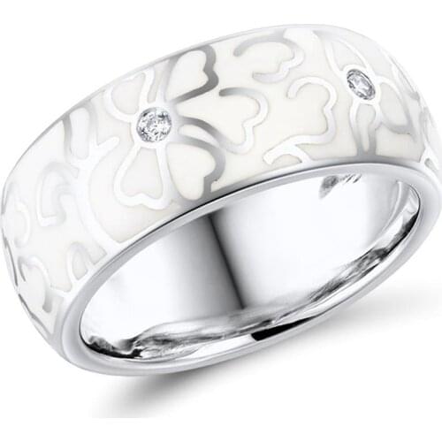 Personalizty Retro Handmade Ceramic Ring For Women Elegant White Flowers Imitation Porcelain Ring Wedding Party Jewelry