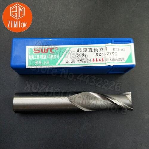 1pcs 15mm Straight Shank End Mills High Speed Steel Milling Cutter Woodworking Tools Router Bit 15mm Shank Cutters CNC