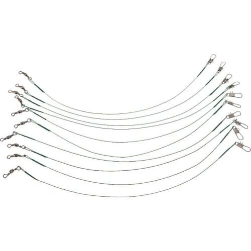 10PCS Wire Fishing Trace Wire Leader Swivel Fishing Tackle Copper Wire Hook Metal Lure Spinner Shark Spinning 30CM