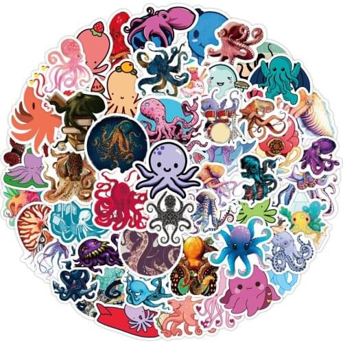 10/30/50PCS Octopus Stickers Waterproof Motorcycle notebook Luggage Suitcase Graffiti DIY Sticker kid toy
