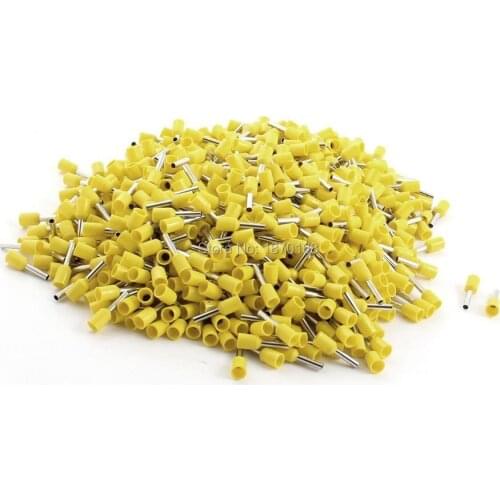 1000 Pcs E1508 16AWG Yellow Insulated Tube Type Cable Ends Connectors